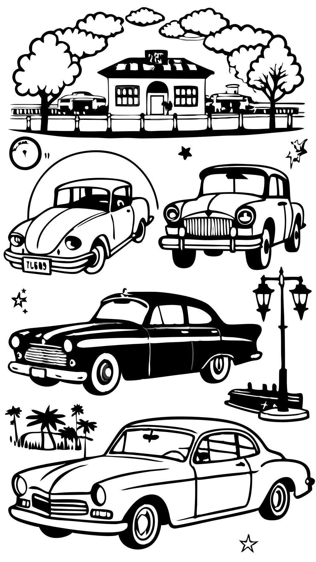 coloring page of old cars